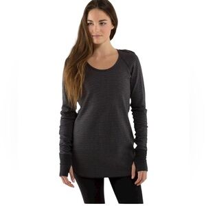 Lululemon Open Your Heart Reversible Striped Gray Long Sleeve Top Thumb hole XS